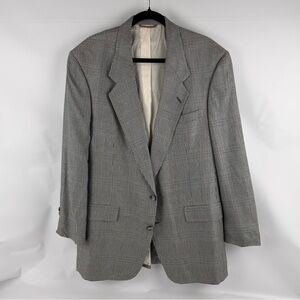 Hart Schaffner Marx Blazer Mens Sz 46 Black Gray Houndstooth Silk Sport Jacket